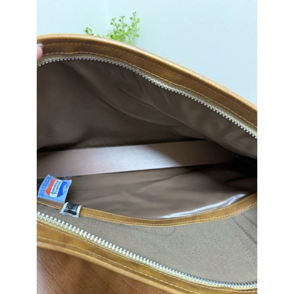 Vintage American Tourister 1975 Leather Portfolio Briefcase Brown Document Case